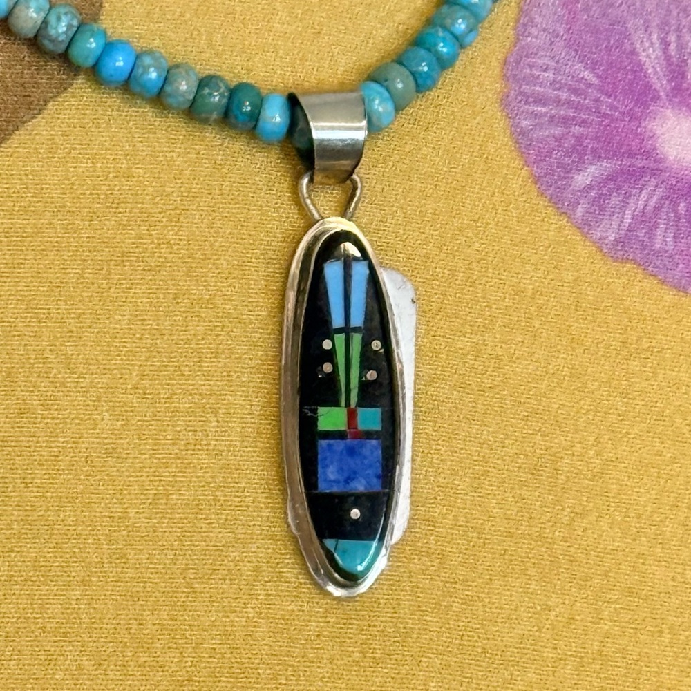 Gilbert Smith Galaxy Inlay Multi Stone Pendant Navajo Made